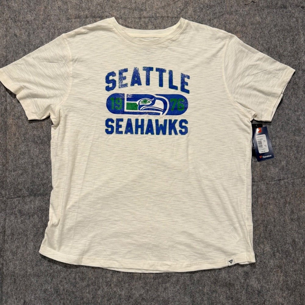 Fanatics Seattle Seahawks NFL Mens 2XL White Graphic T-Shirt NWT New with Tags